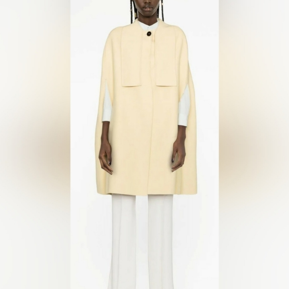 Jil Sander 100% Cashmere Cream Long Cape Coat